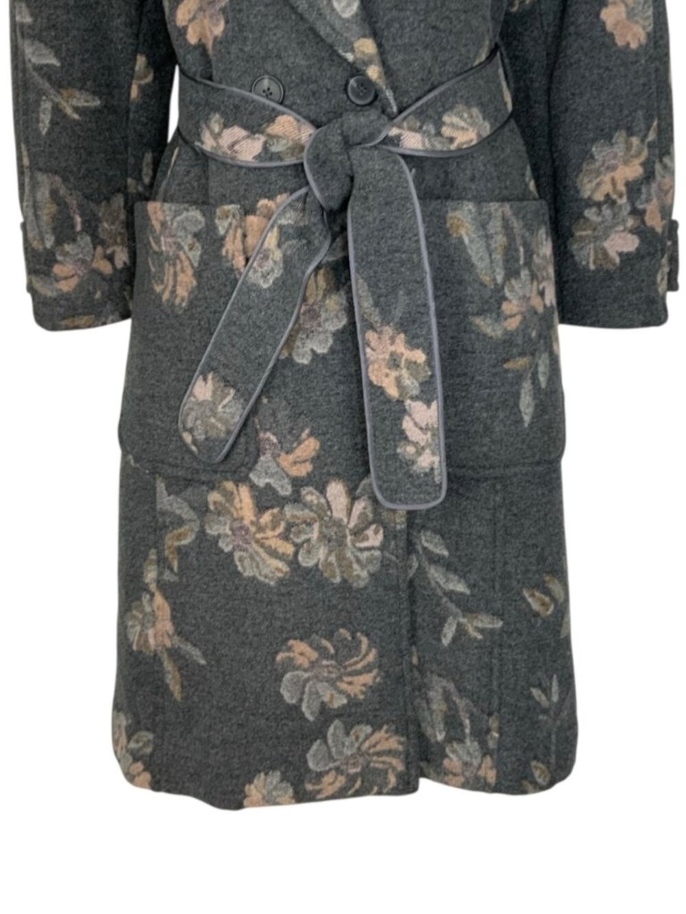 Rebecca Taylor Jacquard Coat 0 Grey Floral Wool Blend - Picture 13 of 16